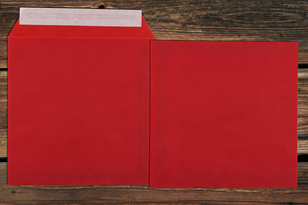 Versandtaschen 220x220 mm Haftklebend Transparent Intensivrot 100 g/qm